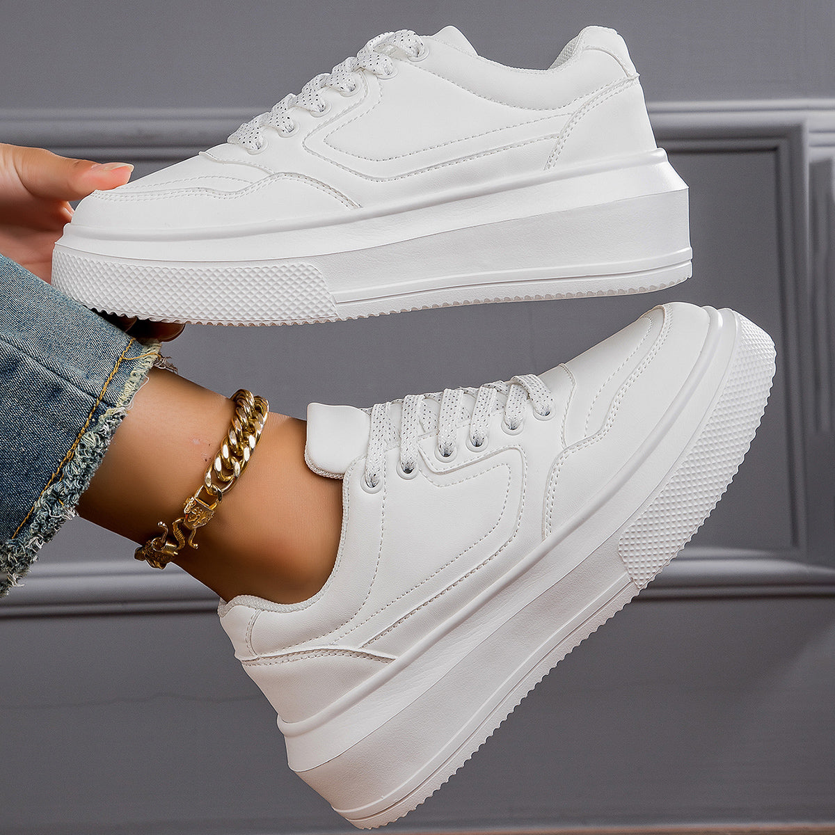 2025 New Grid Style Fashion Trend Multi-functional Comfort Anti-slip Women's Platform Shoes, suitable for outdoor activities and women's casual shoes