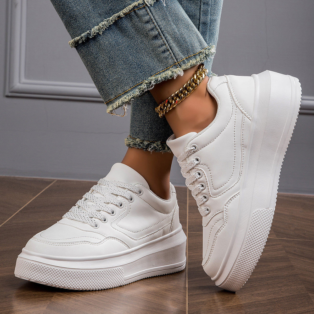 2025 New Grid Style Fashion Trend Multi-functional Comfort Anti-slip Women's Platform Shoes, suitable for outdoor activities and women's casual shoes